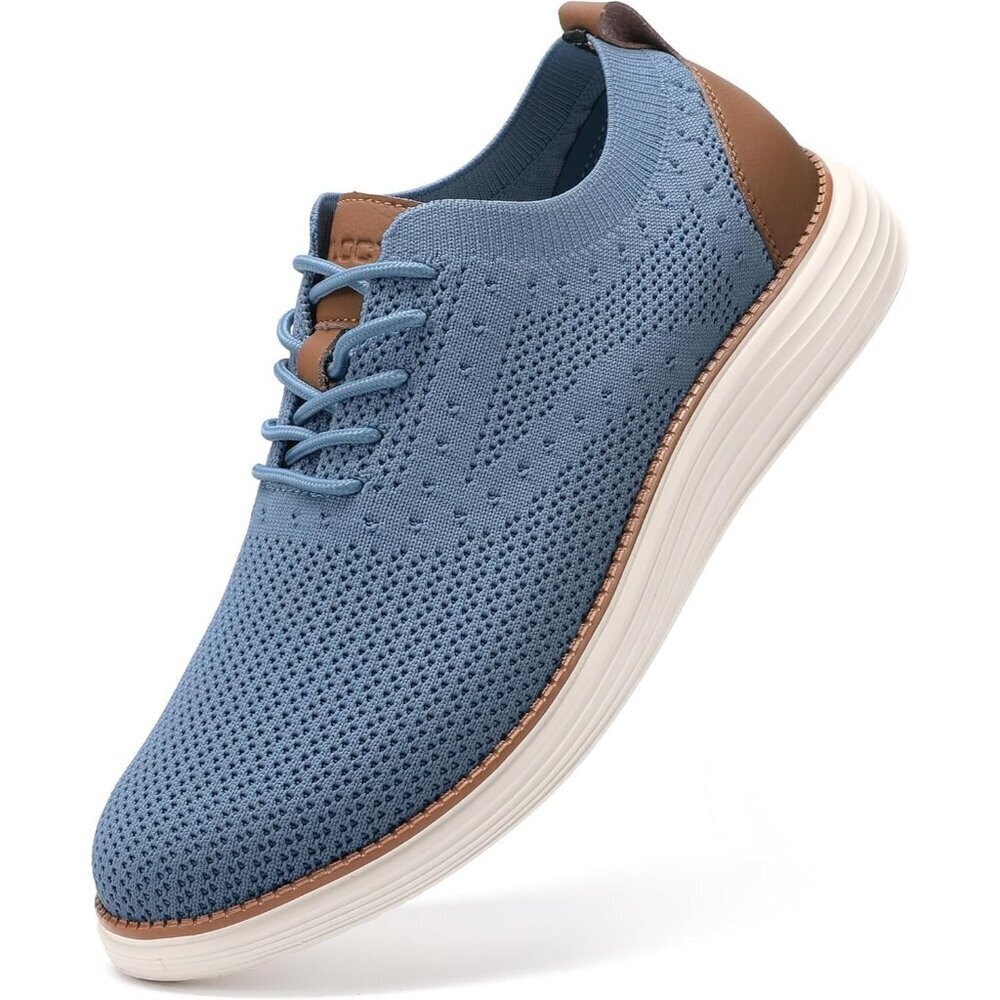Men Light Blue Casual Sneakers Mesh Breathable Walking Tennis Lace up Shoes